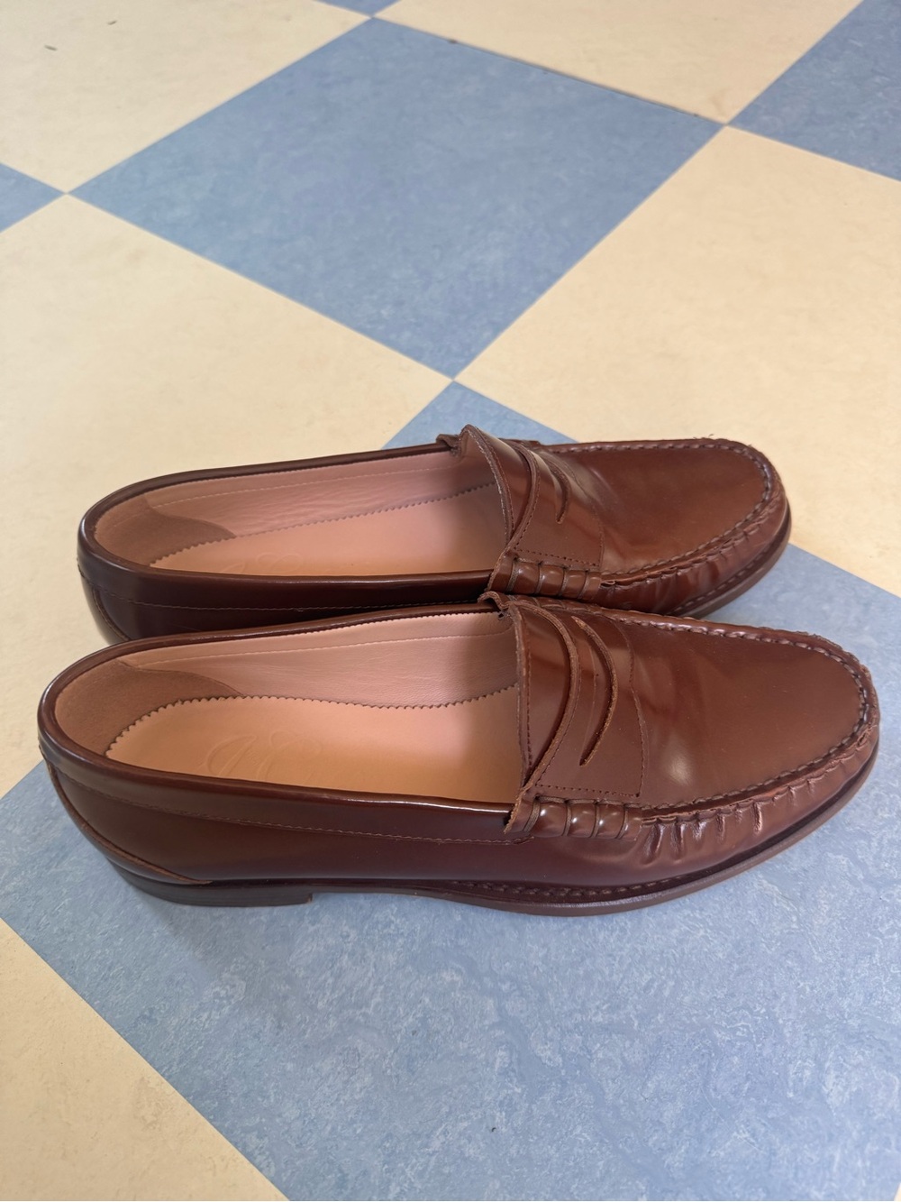 J. Crew Winona Penny Loafers in Brown Leather